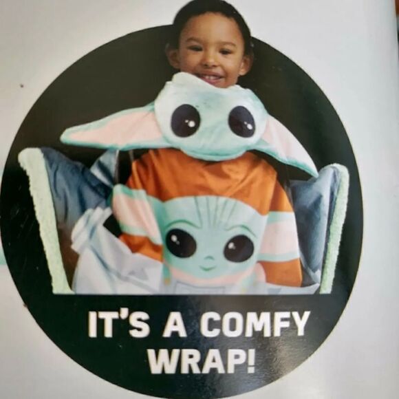 STAR WARS MANDALORIAN CHILD BABY YODA HOODED SNUGGLE WRAP BLANKET HOODIE - Picture 6 of 6